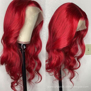HD Transparent 13x6 Lace Frontal Human Hair Wig 250% Density Burgundy Ombre Color Brazilain Virgin Hair Straight Wig For Women